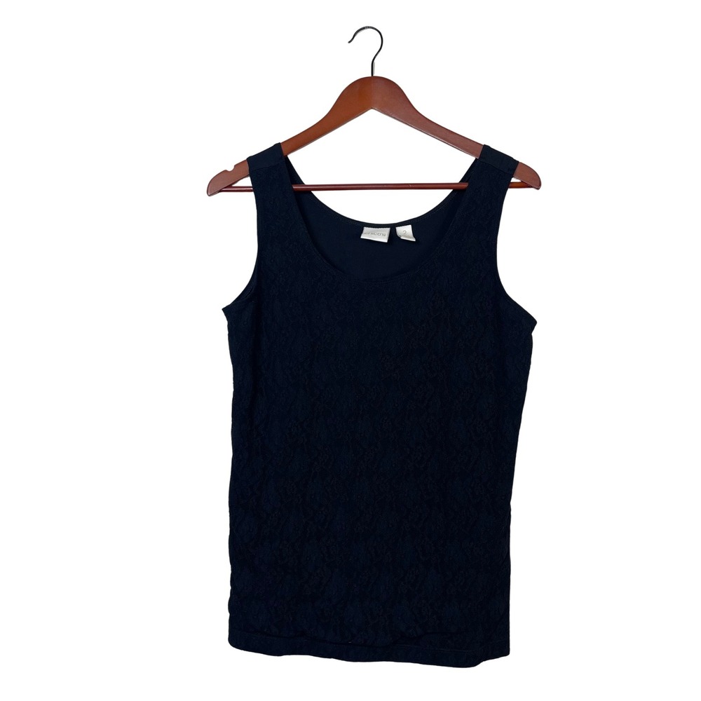 Chico's‎ Black Lace Overlay Scoop Neck Tank Top Cami
